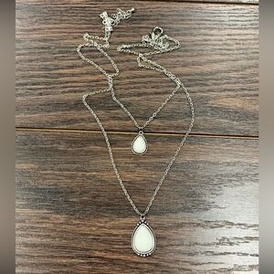 20" Drop White Turquoise Necklace